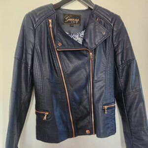 Guess Moto Jacket motorcycle style jacket Blue with rose gold accents